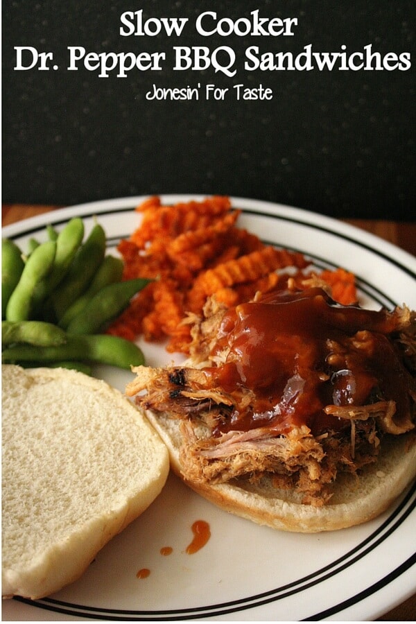 Beef or pork slow cooked in Dr. Pepper is perfectly tender and deliciously topped with a homemade BBQ sauce.