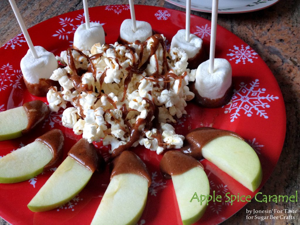 Easy microwave apple spice caramel, a perfect pairing to dip marshmallows, crackers, popcorn, and apples.