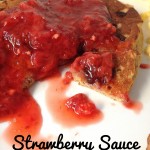 Strawberry sauce as a topping for pancakes.