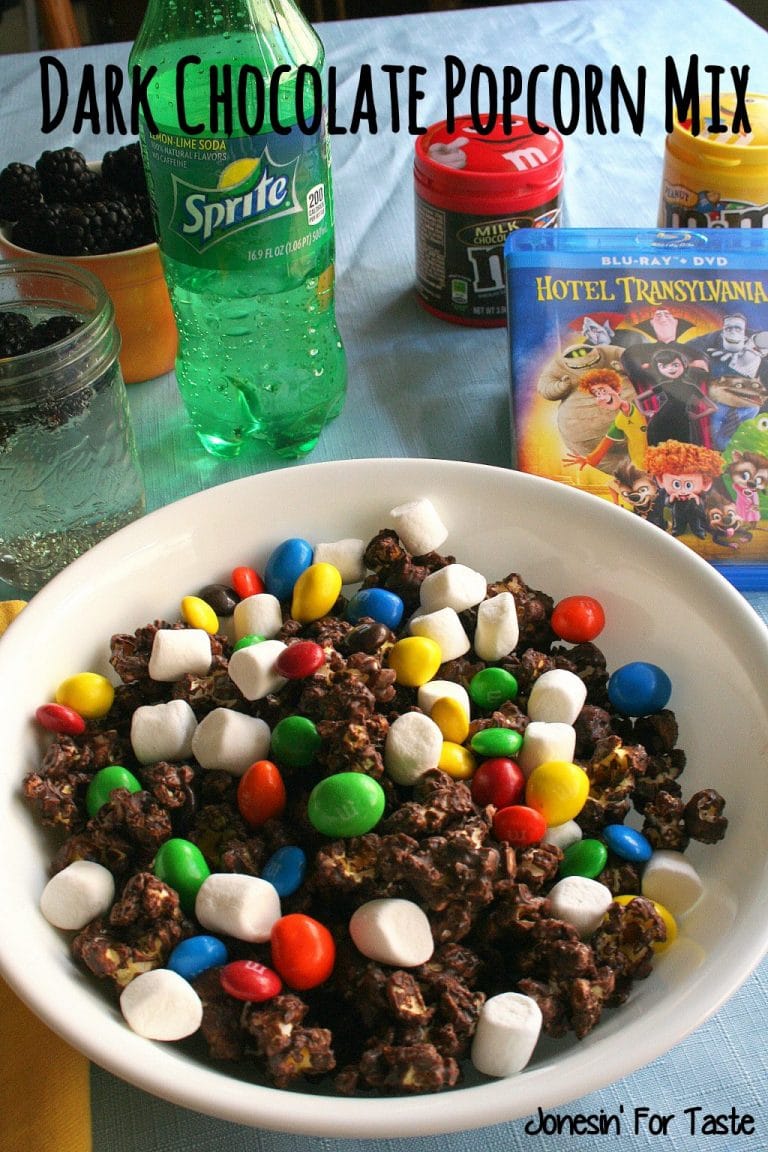 DIY Dark Chocolate Popcorn with M&Ms and Marshmallows