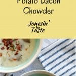 A bowl of this easy Potato Bacon Chowder is quick to make and wonderfully comforting with creamy potato broth, chunks of potatoes, and crispy bacon.