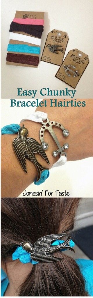 Easy Chunky Bracelet Hairties so simple they can be finished in just a few minutes to dress up your arm or your hair.