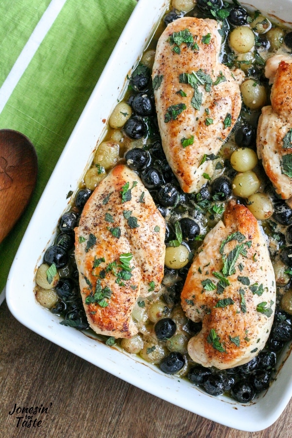 Mediterranean Chicken with Olives and Grapes