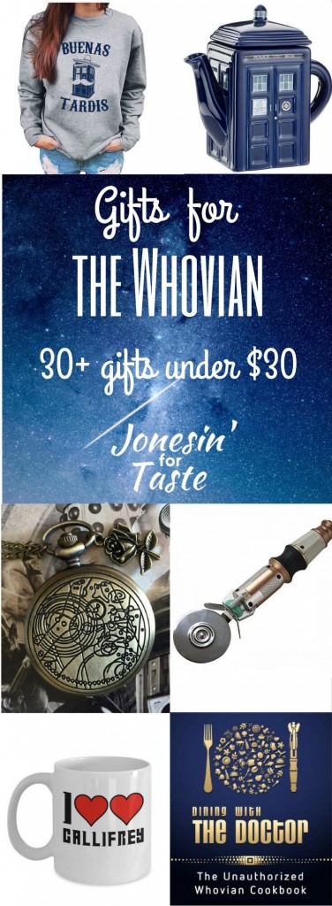 A Doctor Who gift guide with over 30 items under $30 to help you find the perfect gift for your favorite Whovian.