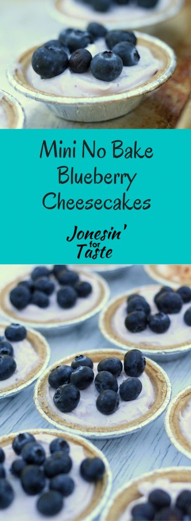 Made with yogurt and cream cheese, these 4-ingredient No Bake Cheesecakes are healthier and perfectly portioned mini pies. #jonesinfortaste #nobakedesserts