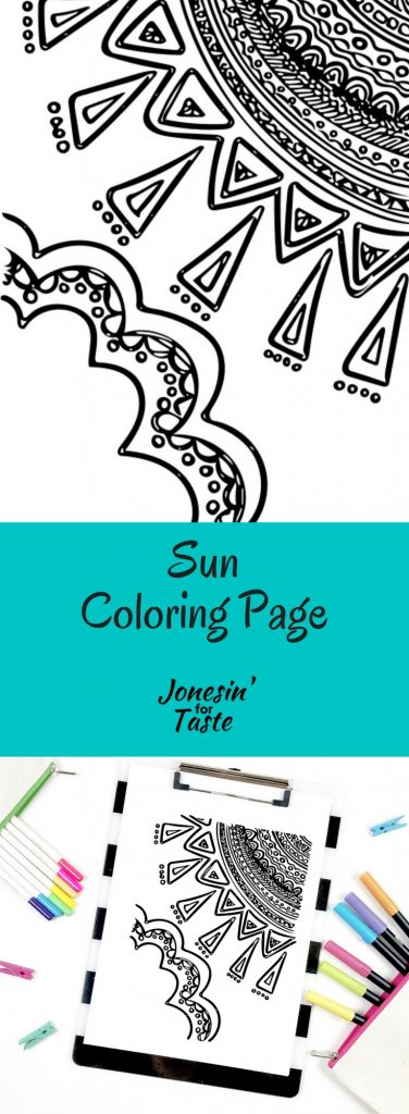 An intricately doodled sun and cloud are the star of this Sun Coloring Page and a fun way to remember the beautiful rays of summer.