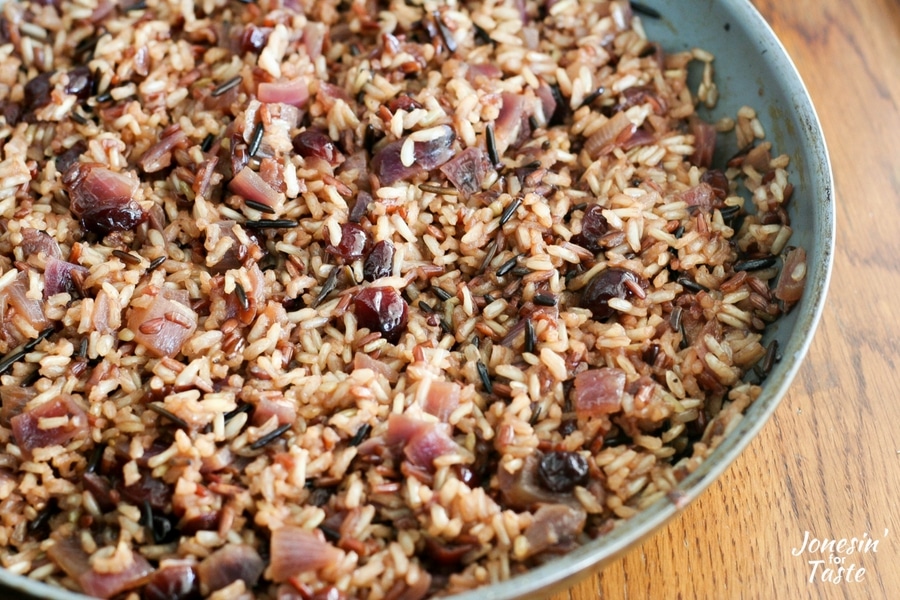 A pan of Orange Cranberry Wild Rice