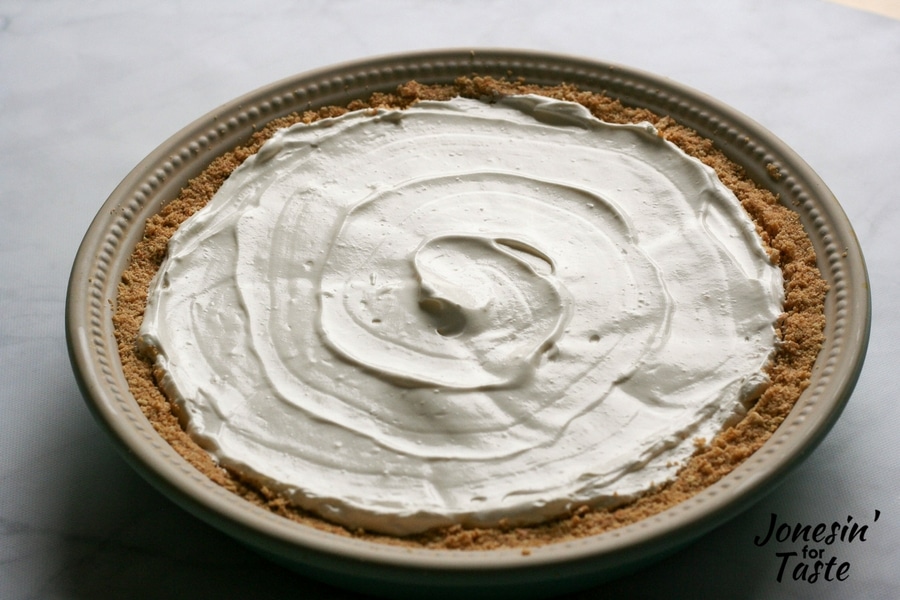 A No Bake Key Lime Pie filling swirled into the crust