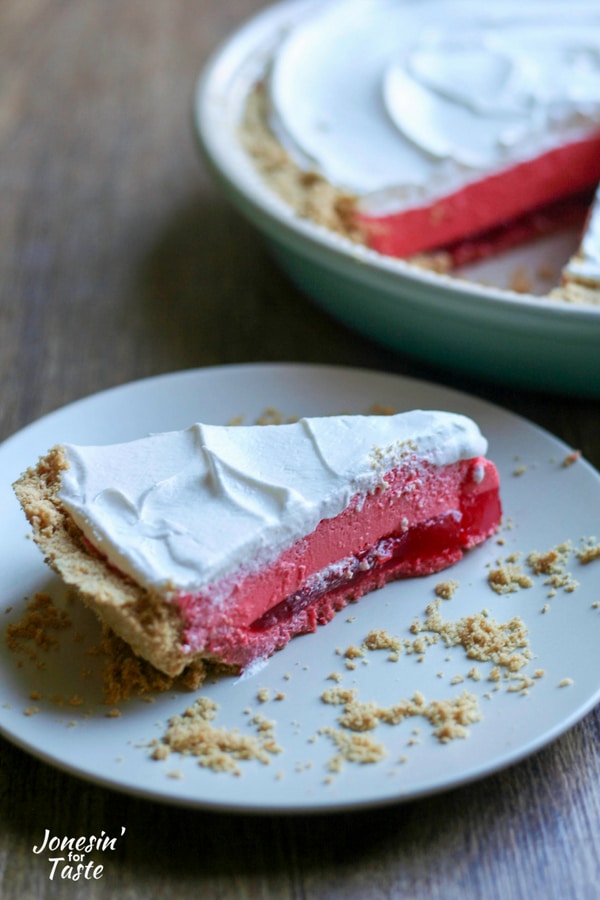 No Bake Raspberry Jello Pie with Graham Cracker Crust