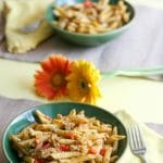 Creamy Pumpkin Sausage Penne Pasta is an easy 30 minute recipe that brings the flavors of fall to the kitchen table with pumpkin puree and ground sausage. #jonesinfortaste #pumpkinweek #easydinnerrecipes #30minutemeals #pumpkin