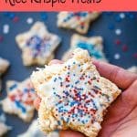 star rice krispie treat decorated with red white and blue non pariells