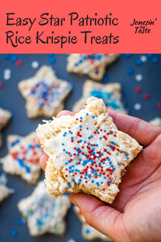star rice krispie treat decorated with red white and blue non pariells