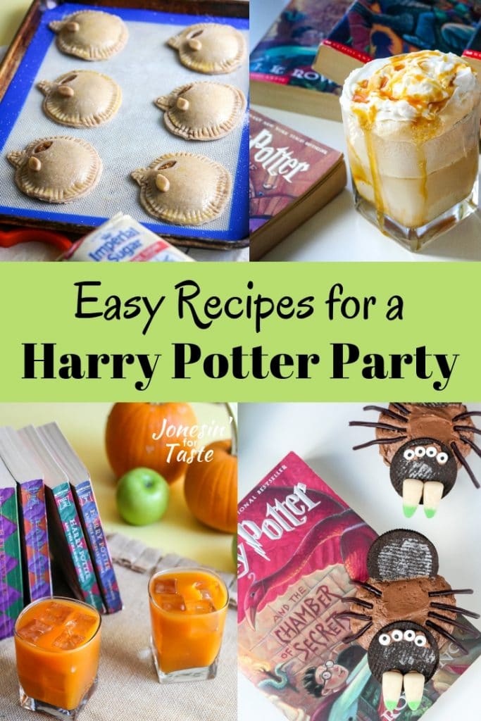 collage showing different harry potter themed recipes