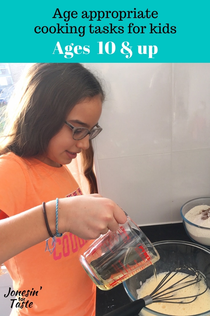 a girl pouring into a mixing bowl