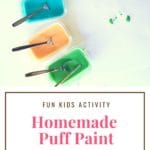 containers of puff paints with mixing spoons