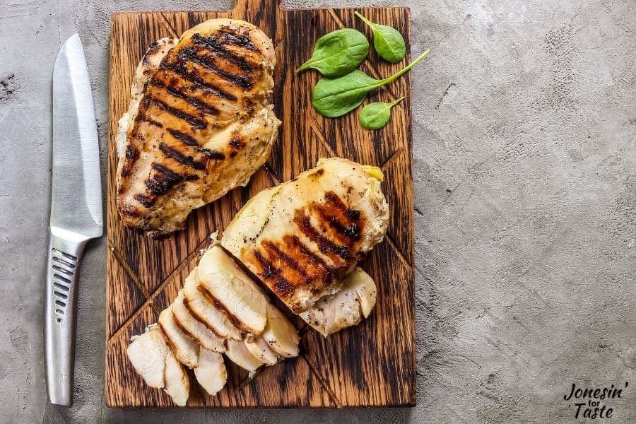 Grilled chicken on a cutting board