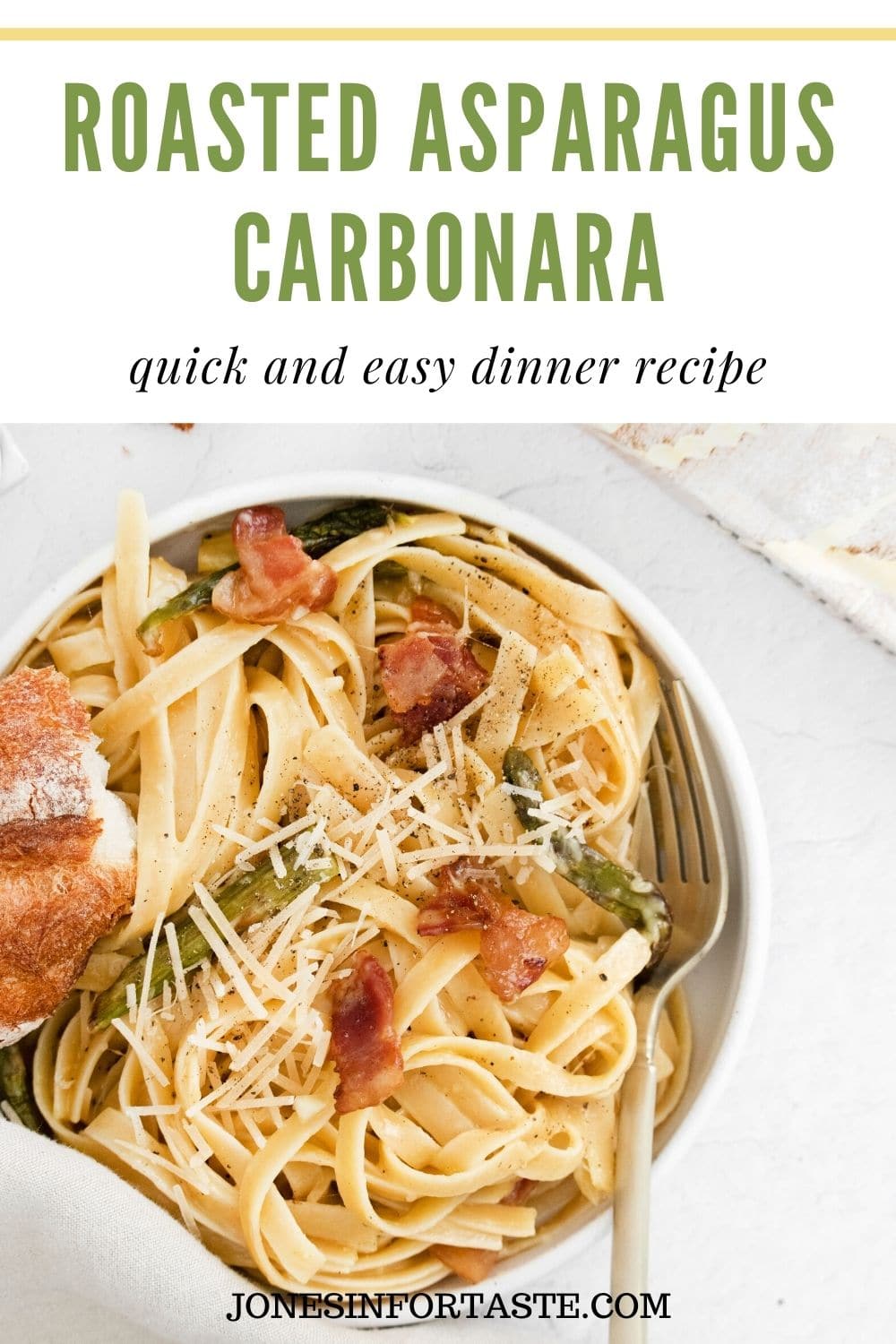 35 Minute Roasted Asparagus Carbonara with Bacon Jonesin' For Taste