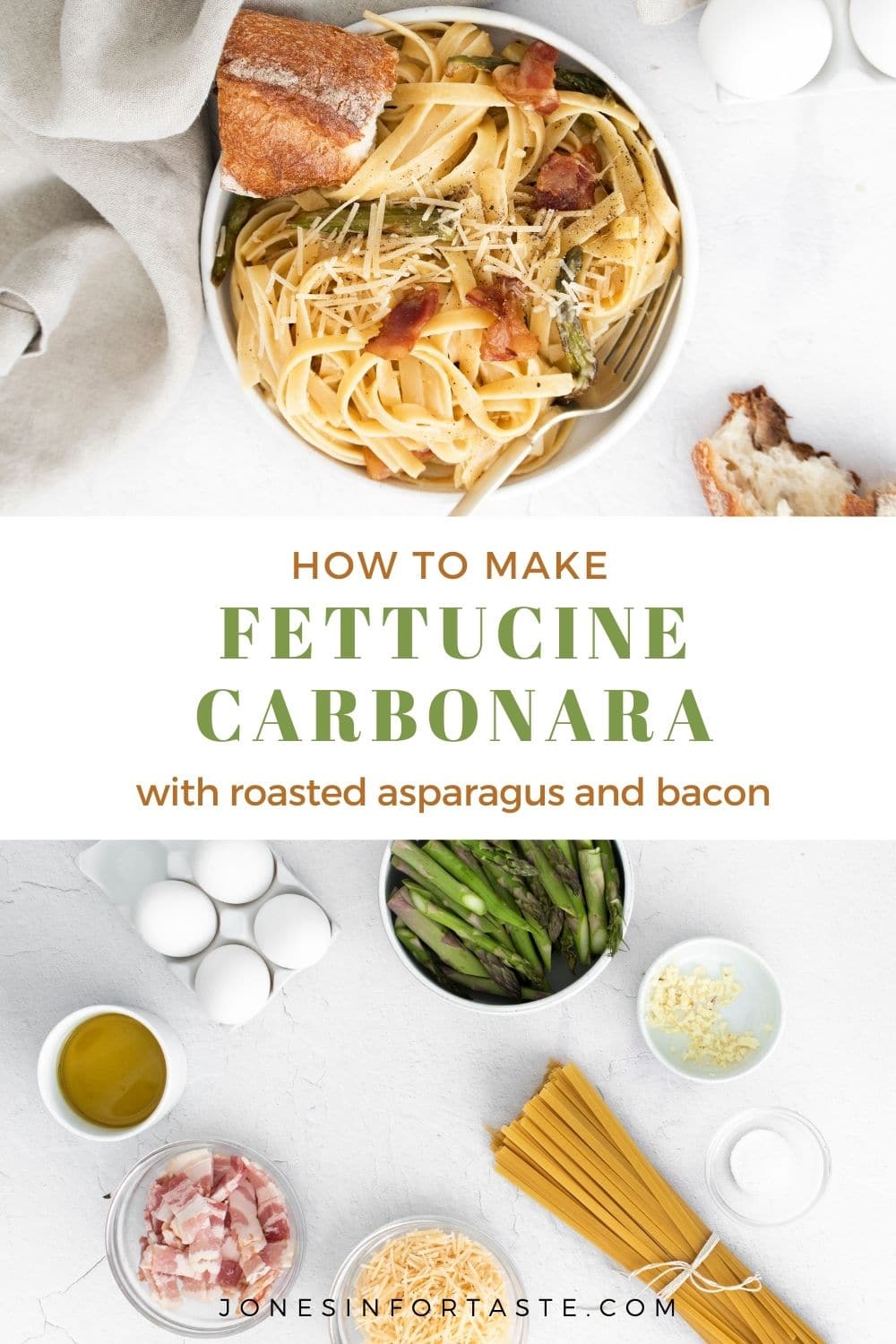 35 Minute Roasted Asparagus Carbonara with Bacon Jonesin' For Taste