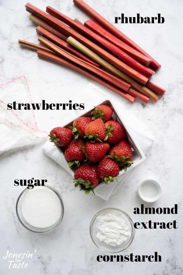 ingredients you need for the strawberry rhubarb filling